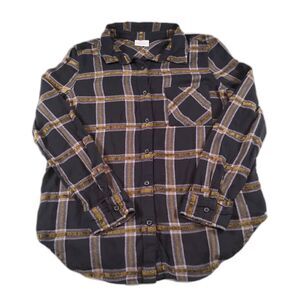 Abound Women's Plaid Button Down Top Size Small Black Yellow